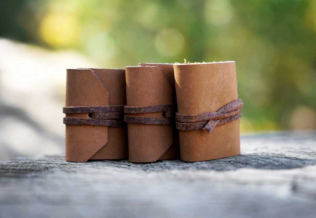 Mini Leather Journal Keychains - Set of 3