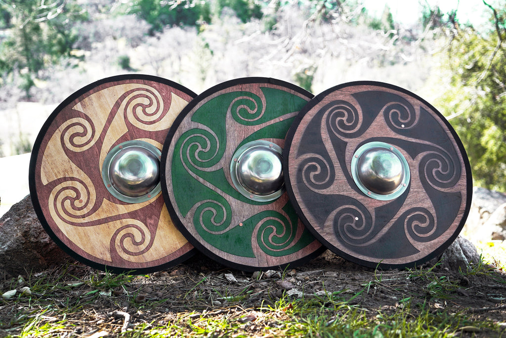 Stained Celtic Swirl Pattern Toy Shield with Steel Boss
