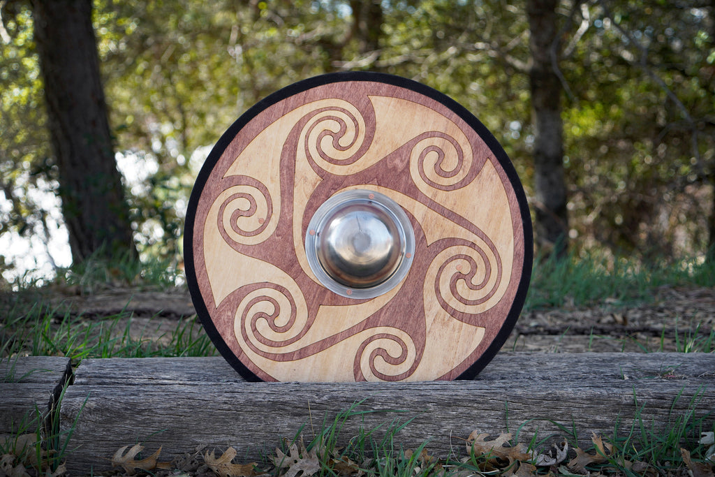 Stained Celtic Swirl Pattern Toy Shield with Steel Boss