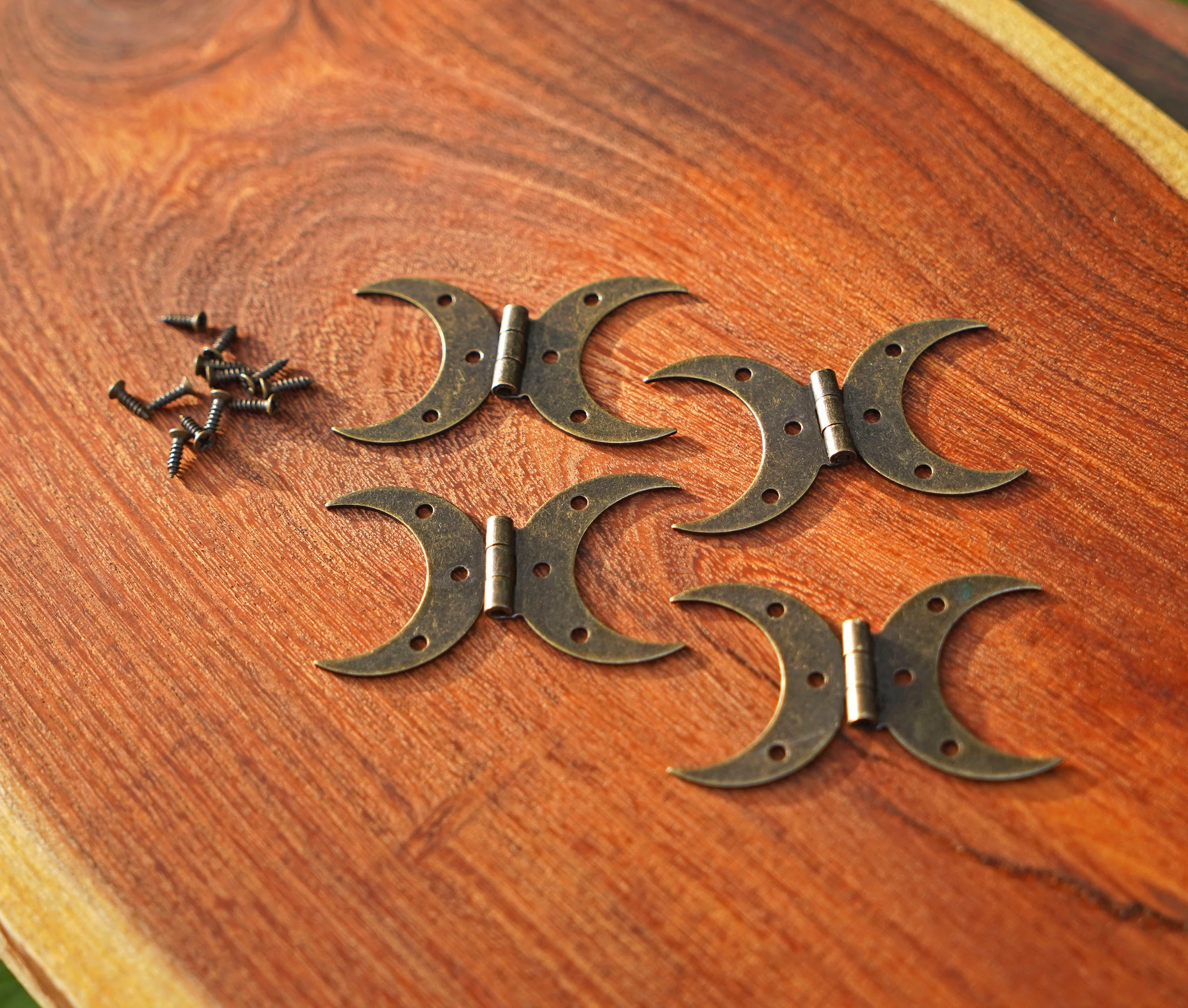 Small Steel Crescent Moon Hinge with Bronze Finish