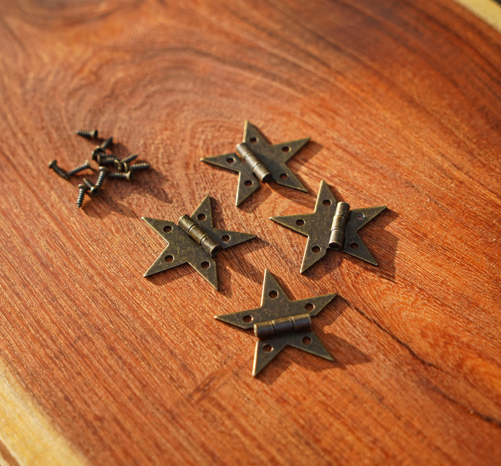 Small Steel Star Hinges with Bronze Finish