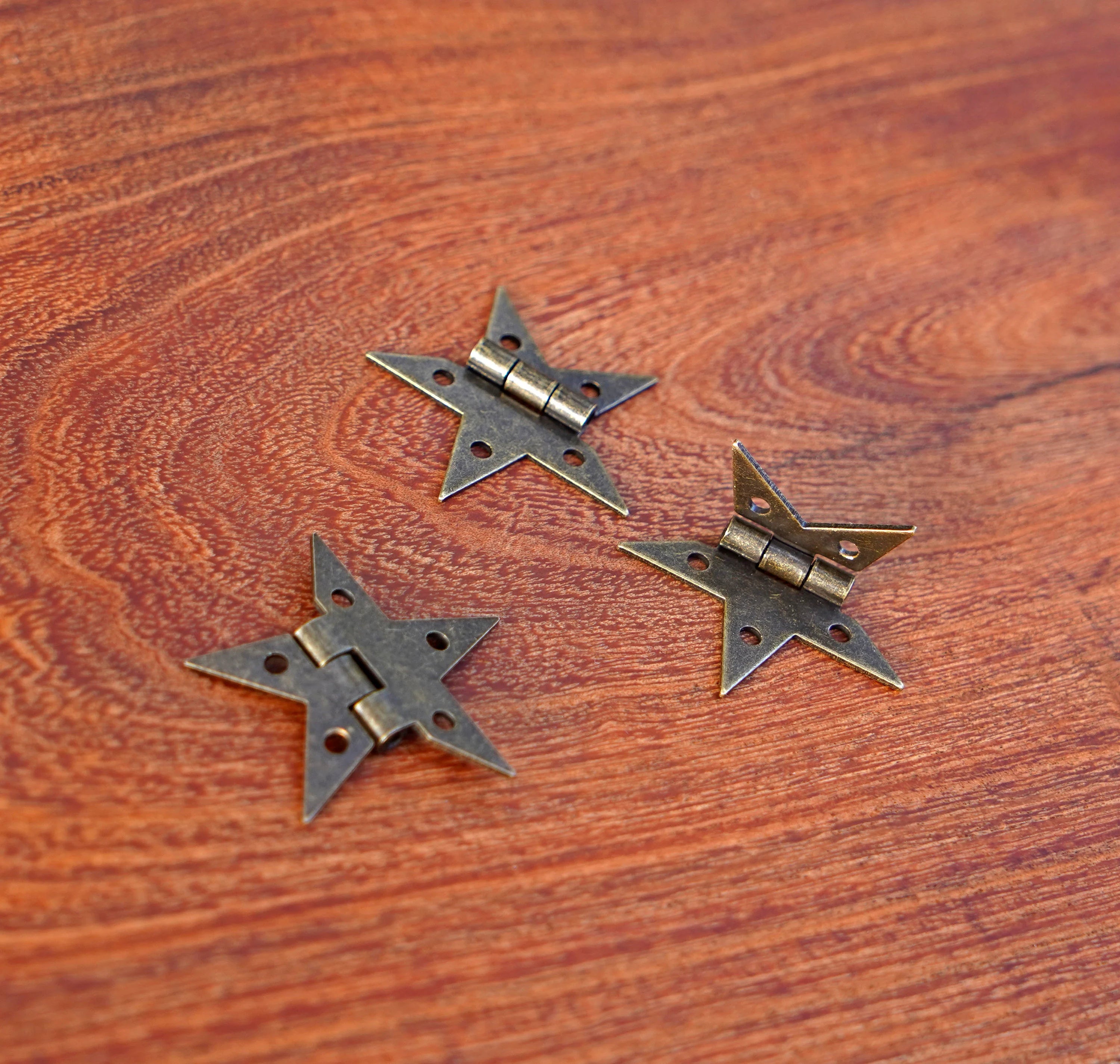 Small Steel Star Hinges with Bronze Finish