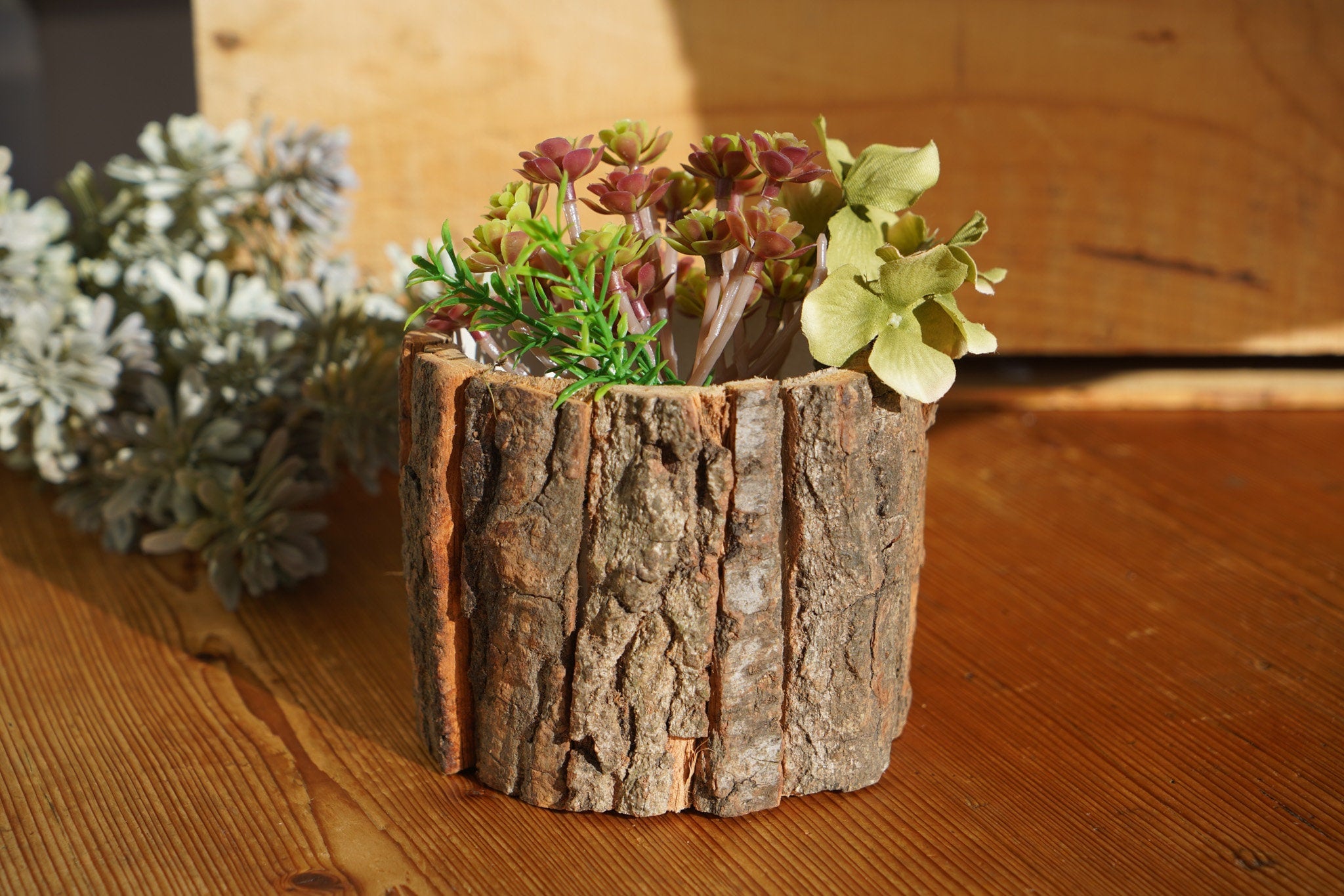 Wood Bark Planter Decor | Decorative Divider