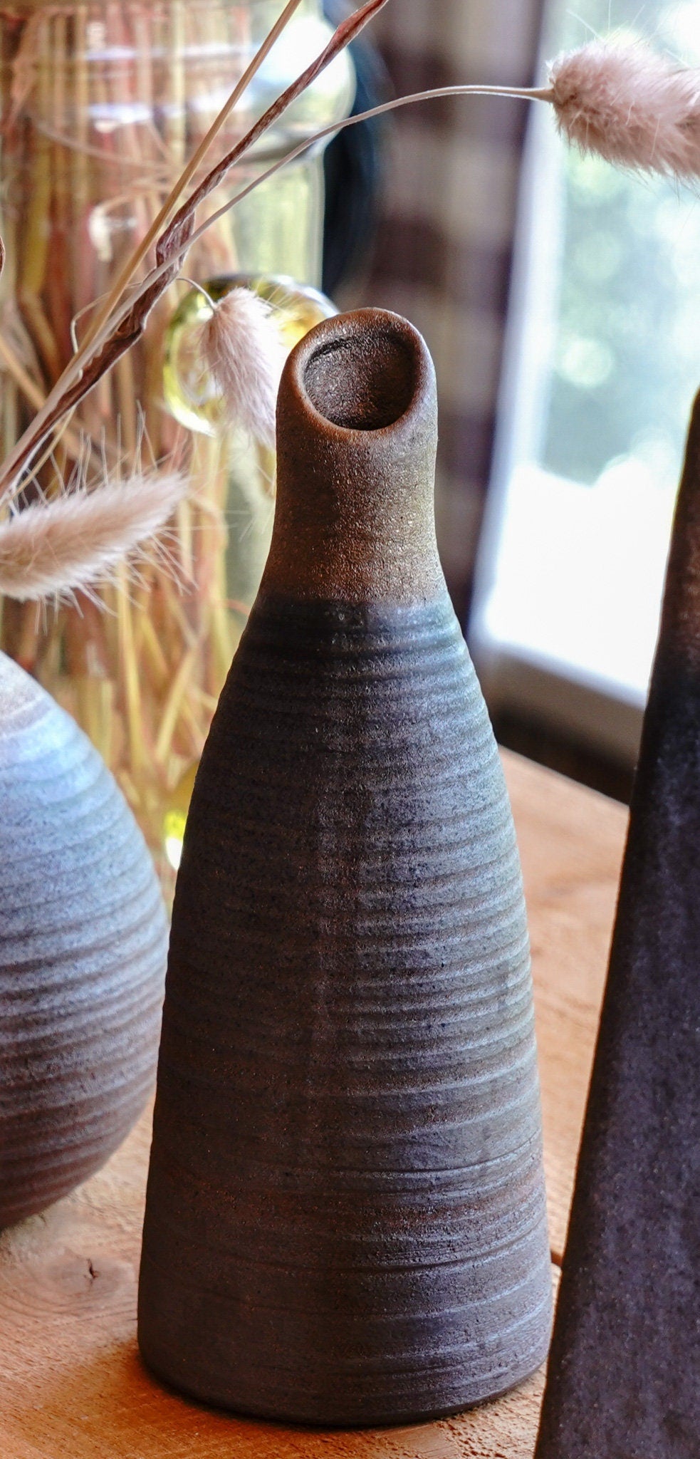 Miniature Thin Abstract Opening Ceramic Vase