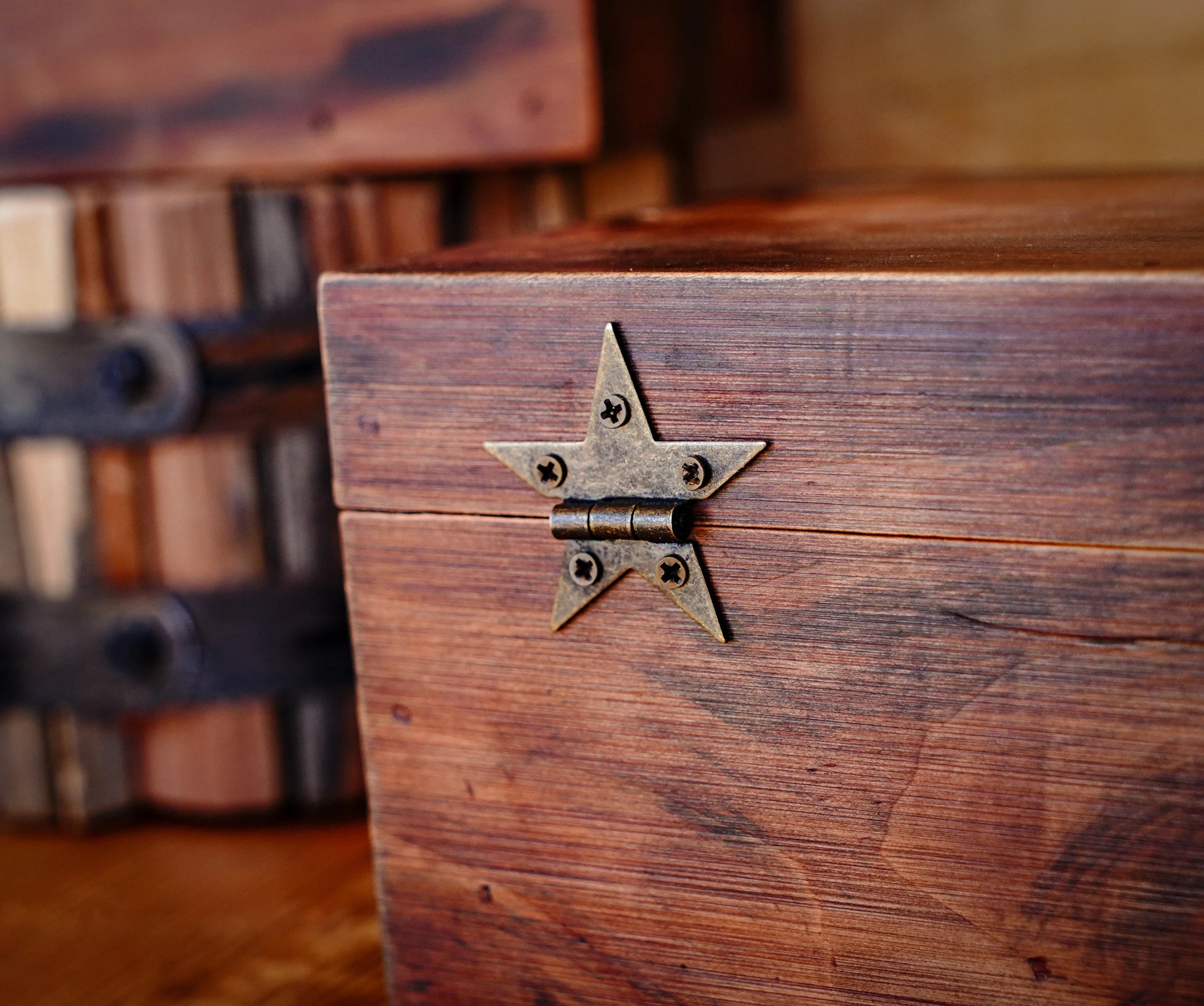 Small Steel Star Hinges with Bronze Finish