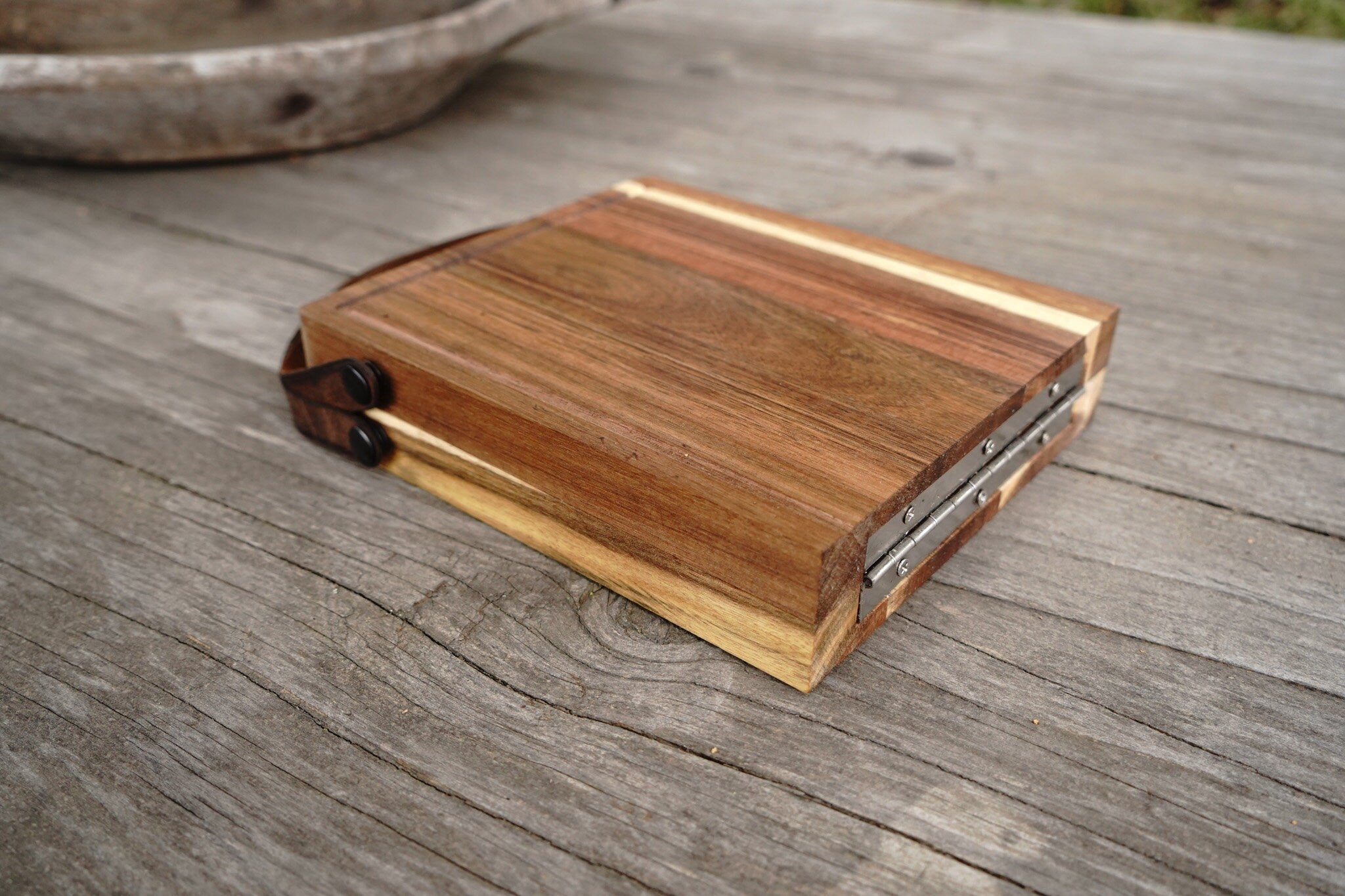 Foldable Cutting / Serving / Picnic Board with Magnetic Internal Utensil Storage and Leather Handles