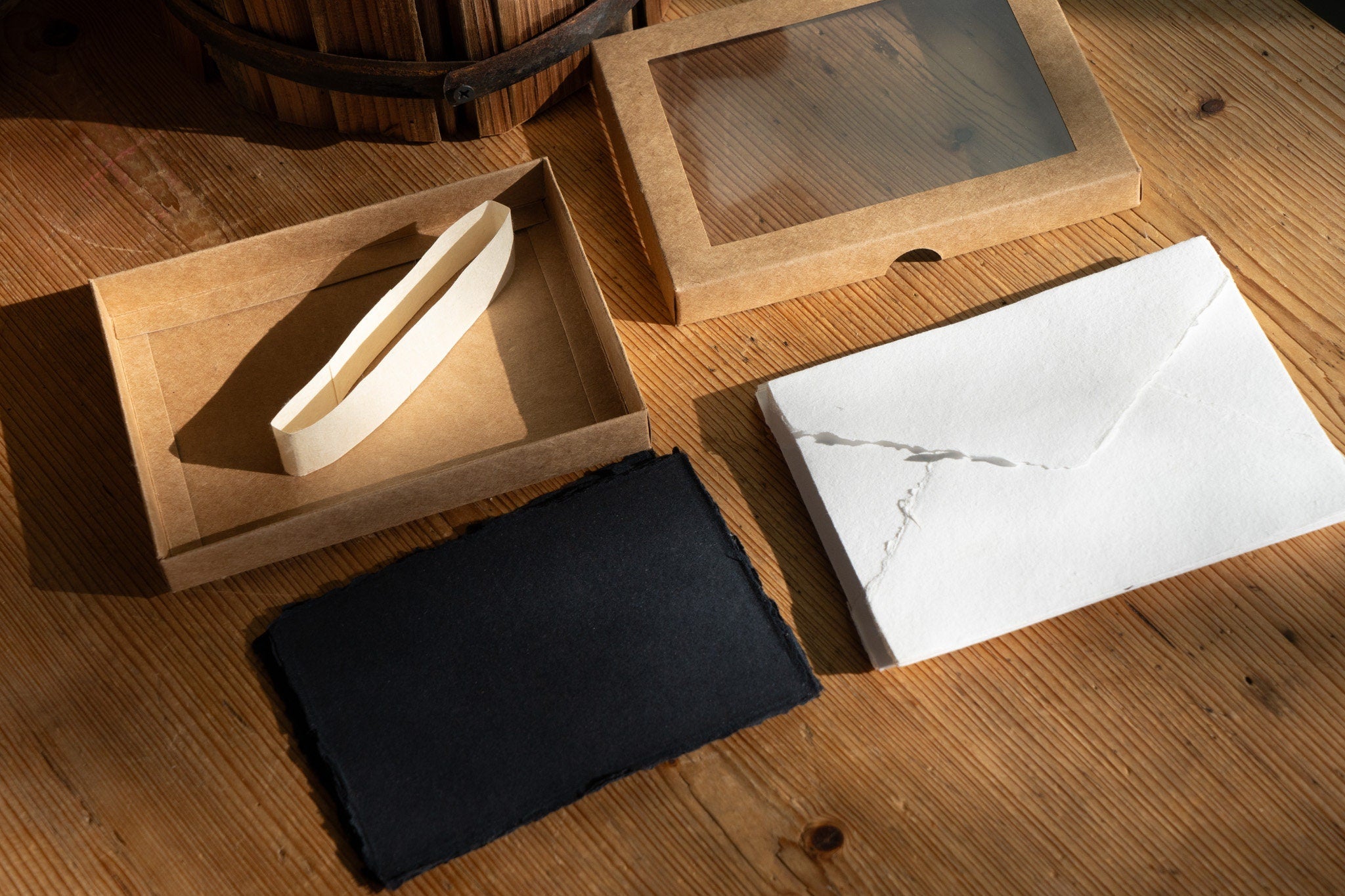 Slate Chalkboard Black Paper Invitation Card Box Set - Envelopes and White Paint Pen Included