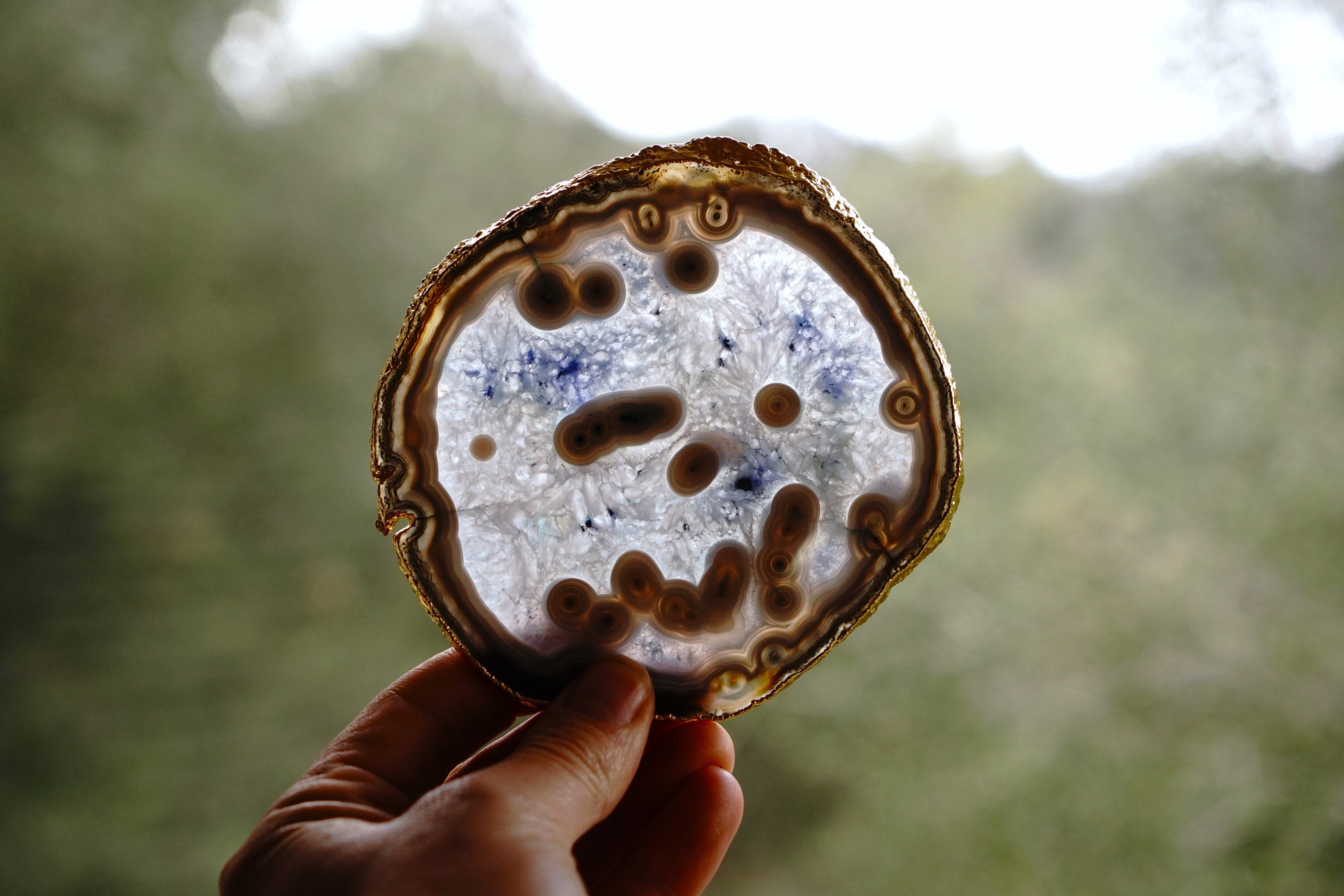 Gold Rimmed Blue Agate Coasters