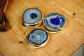 Gold Rimmed Blue Agate Coasters
