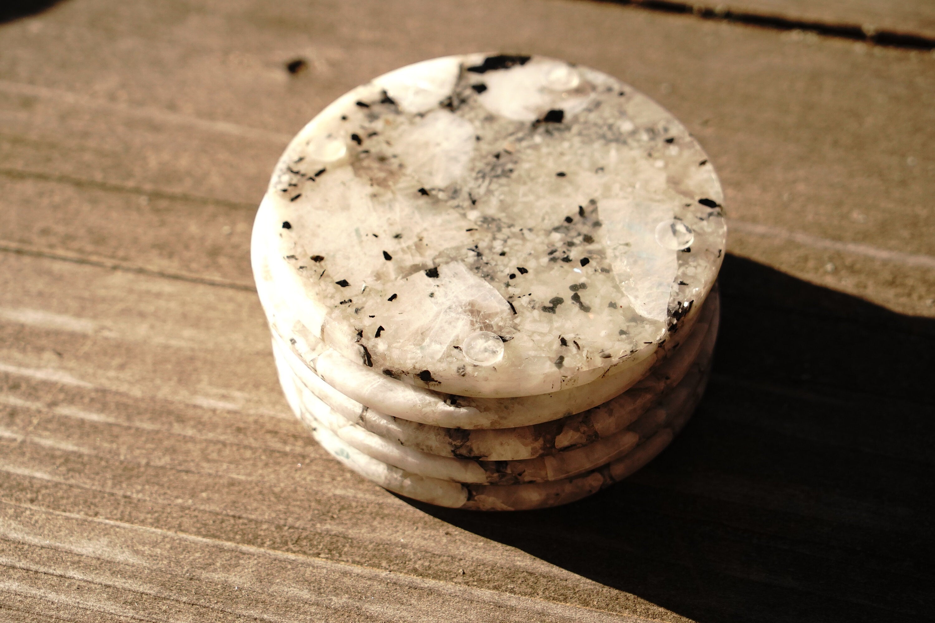 Rainbow Moonstone Round Coasters