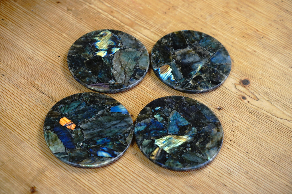 Round Labradorite Coasters