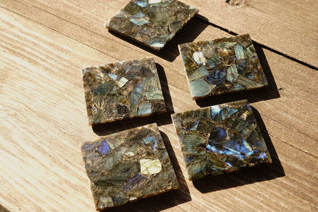 Square Labradorite Coasters