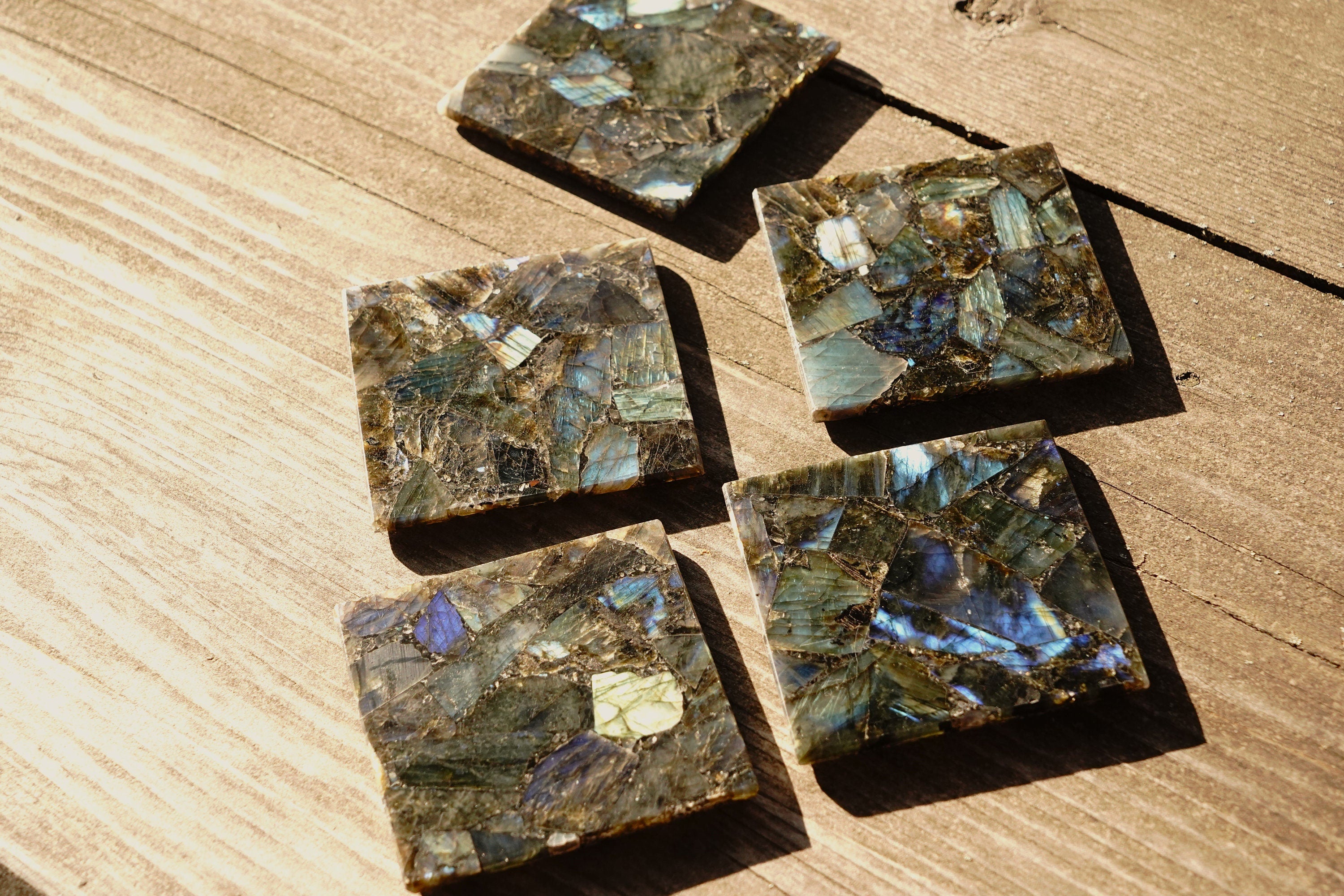 Square Labradorite Coasters