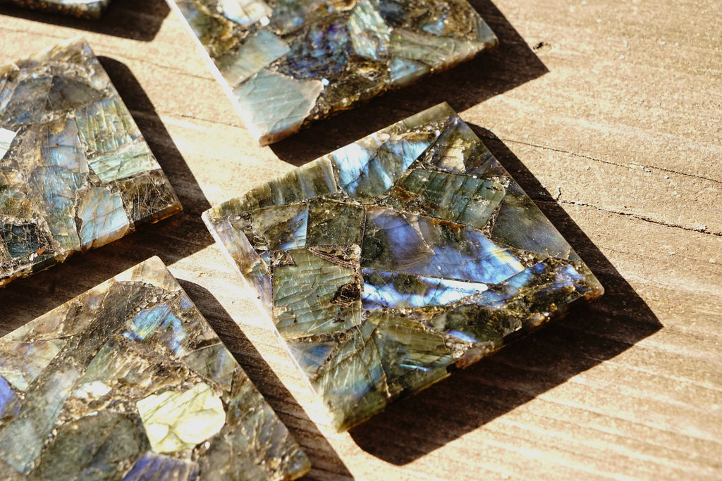 Square Labradorite Coasters