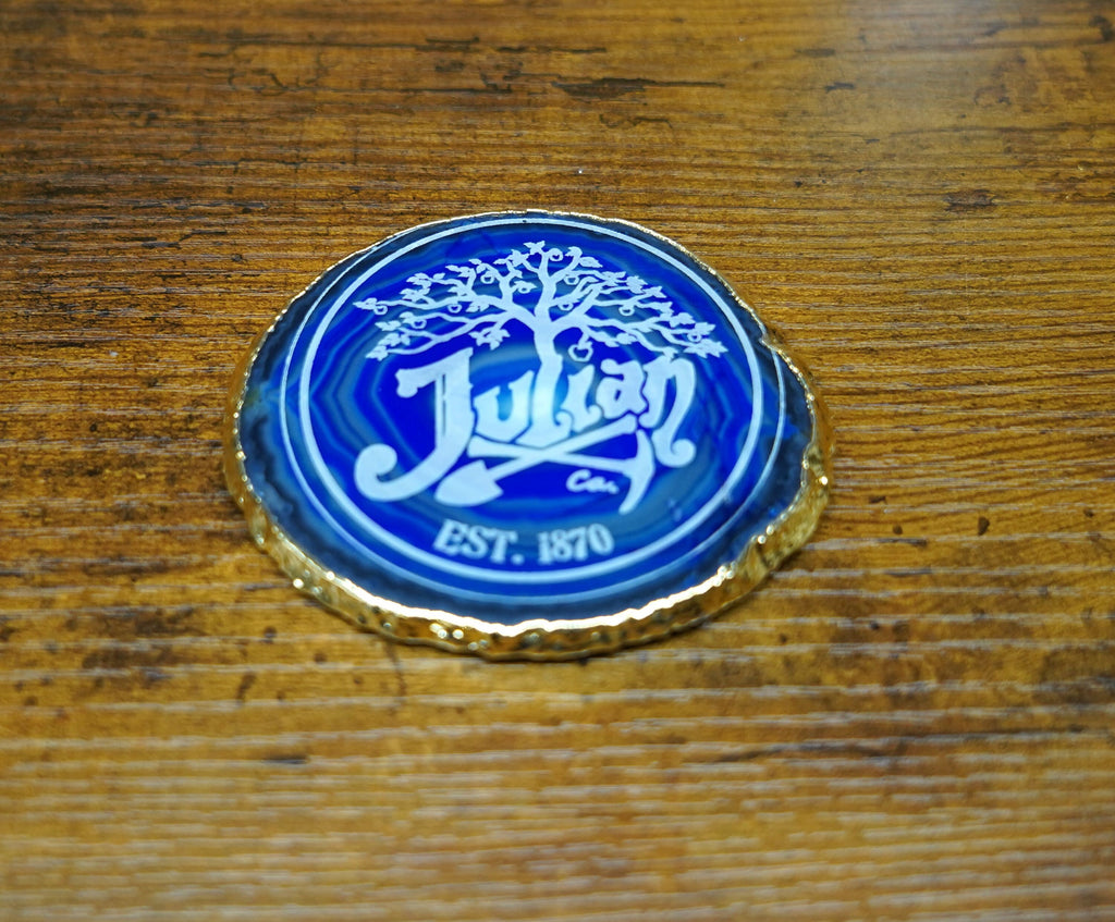 Gold Rimmed Blue Agate Coasters