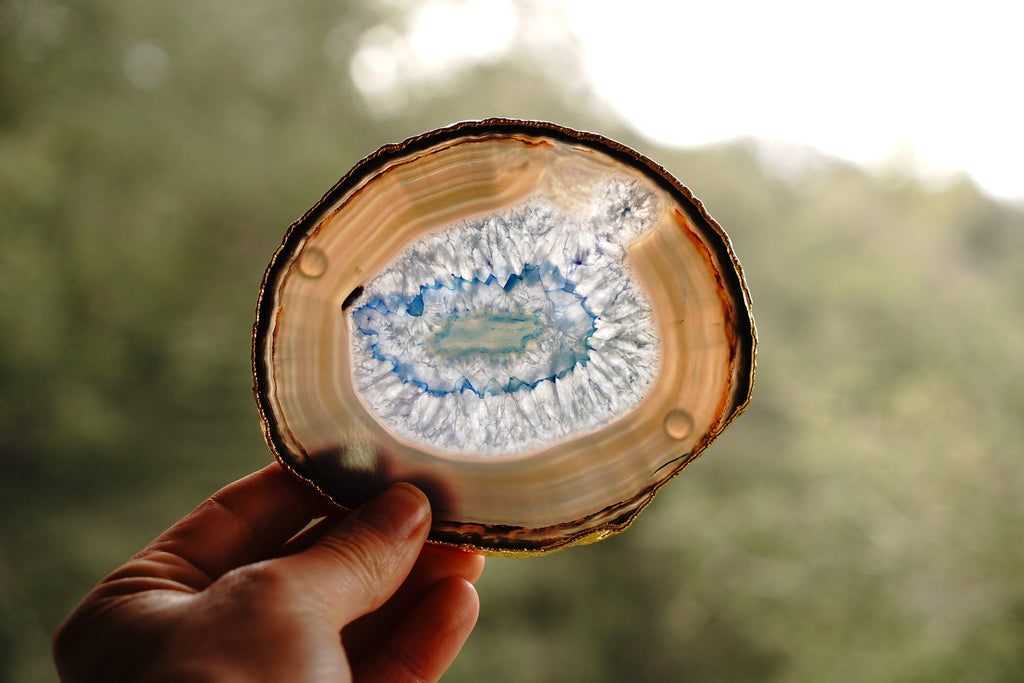 Gold Rimmed Blue Agate Coasters