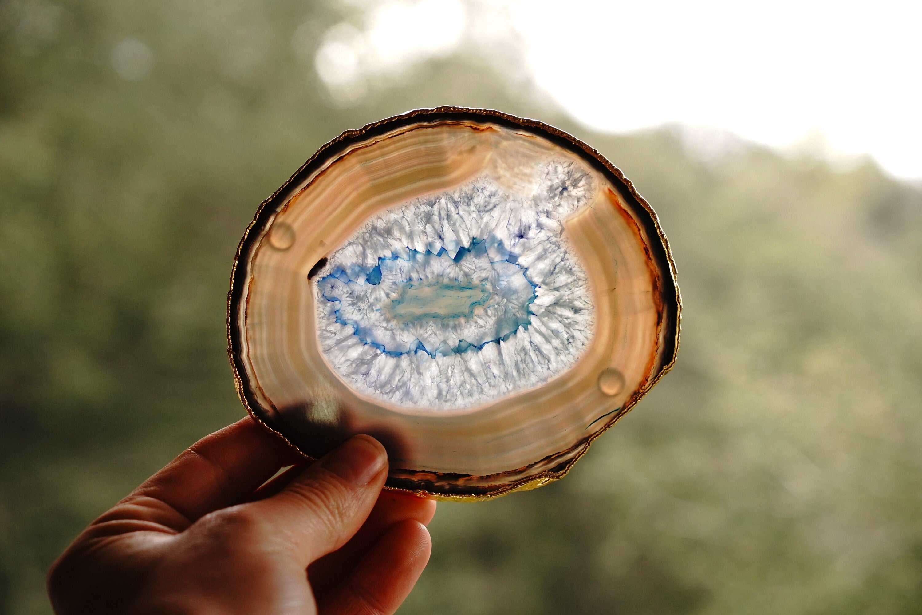Gold Rimmed Blue Agate Coasters