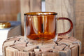 Double Walled Glass Tea / Coffee Mug - Vintage Amber