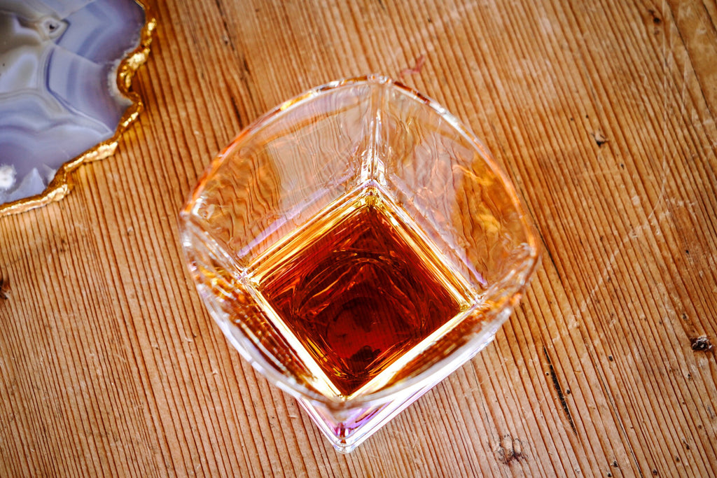 Iridescent Low Ball Art Deco Inspired Whiskey Glass