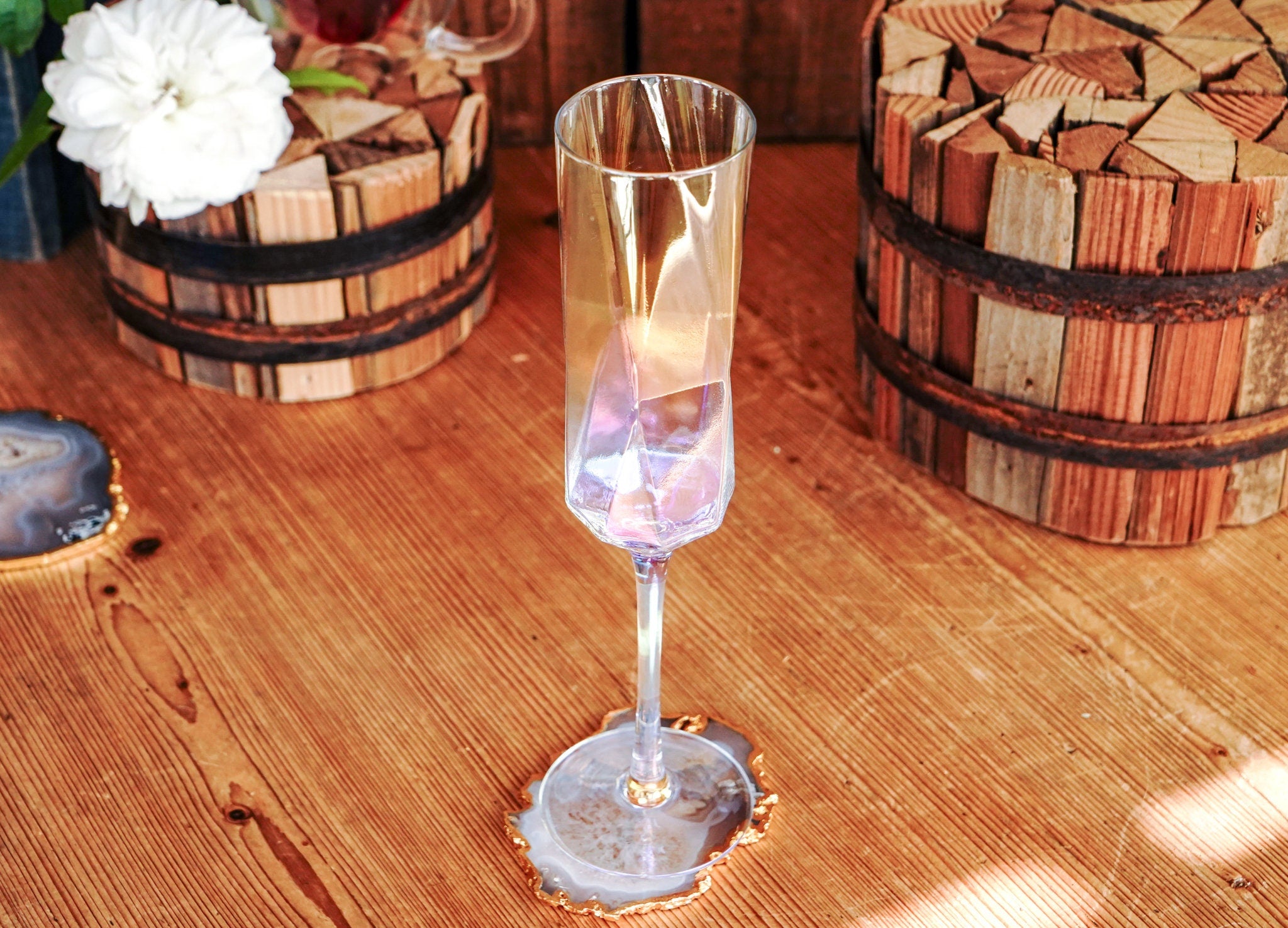 Iridescent Geometric Styled Champagne Flute