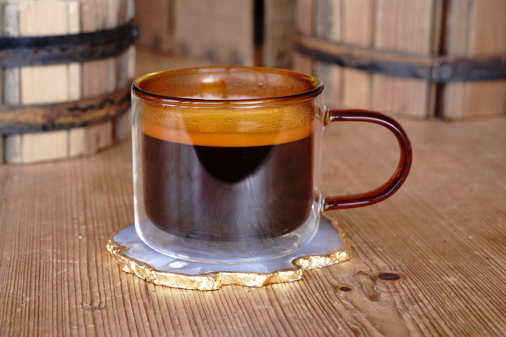 Double Walled Glass Tea / Coffee Mug - Vintage Amber