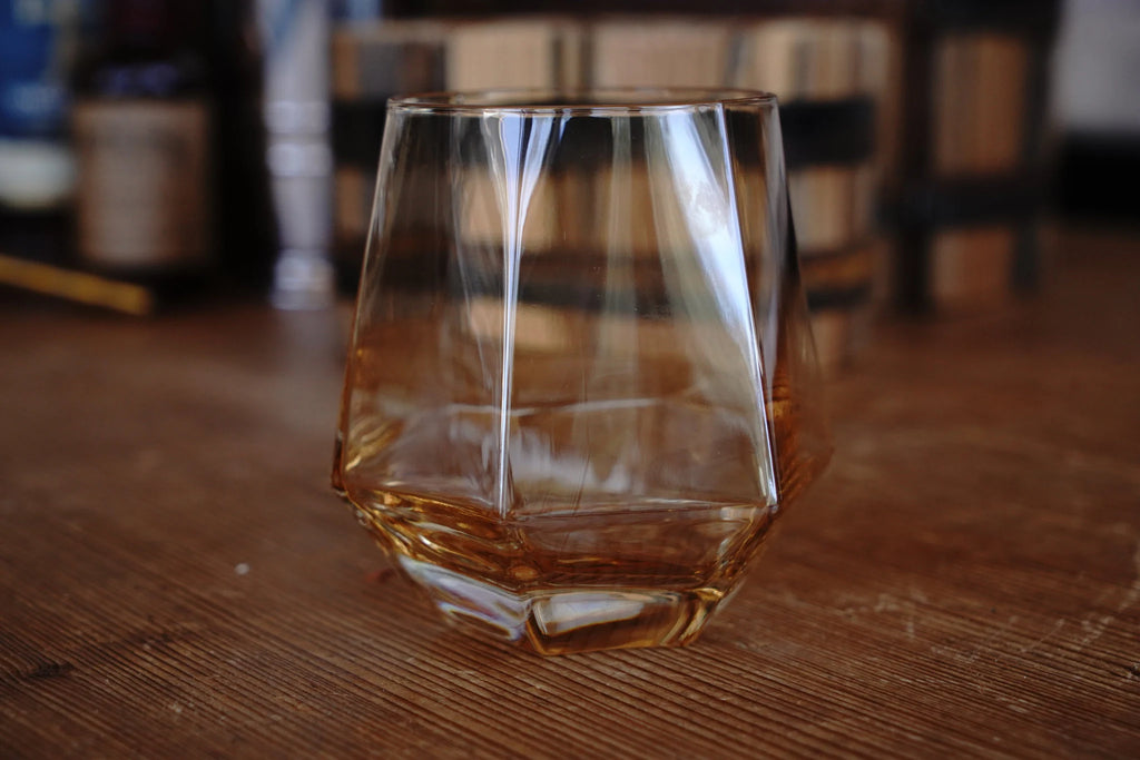 Amber Hued Diamond Vintage Styled Bourbon Glass