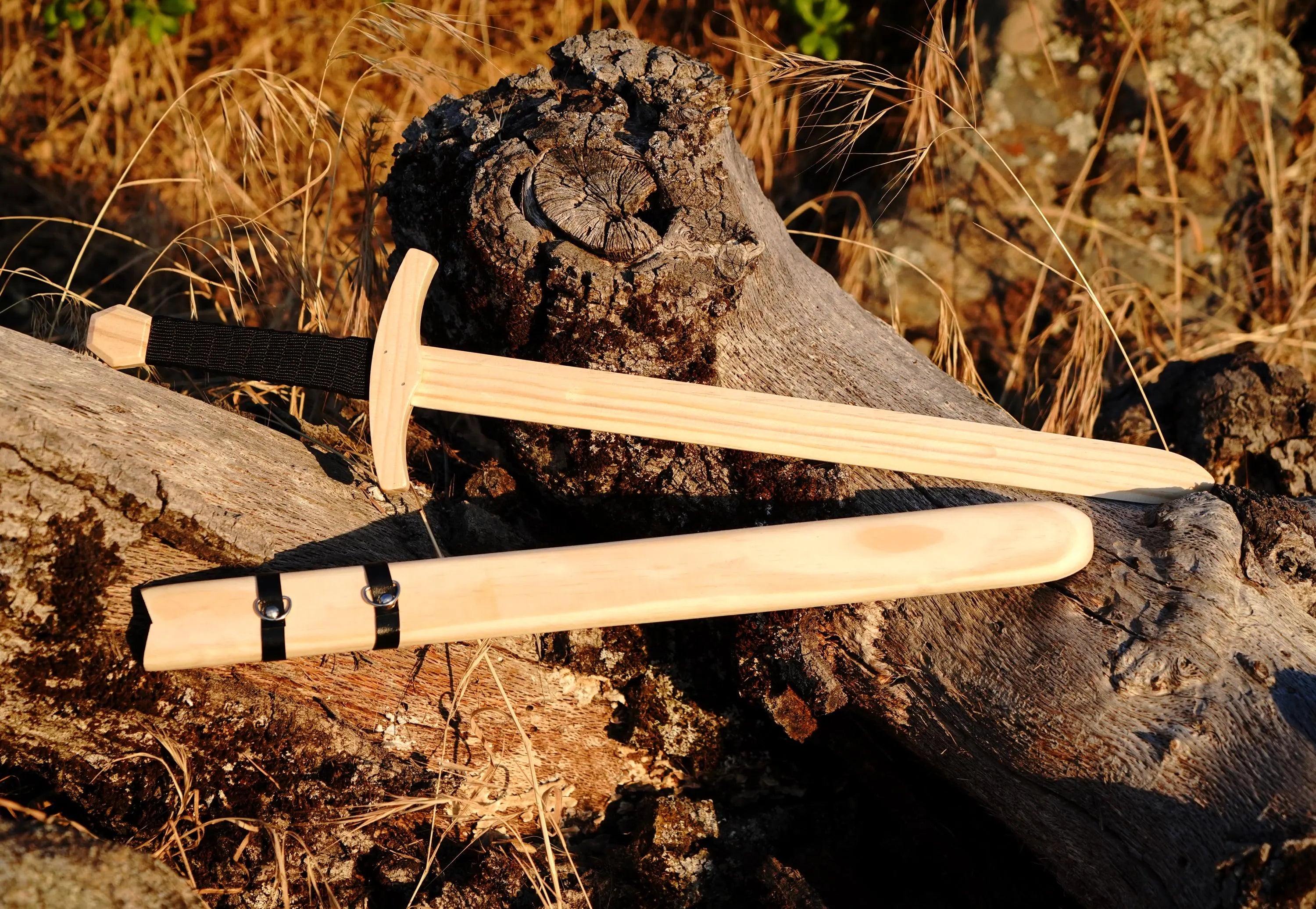 Ready To Paint Wooden Toy Sword with Padded EVA Foam Sparring Cover and Wooden Sheath