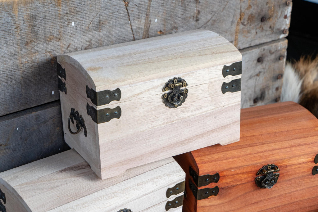 Mini Wooden Vintage Rustic Jewelry Chest