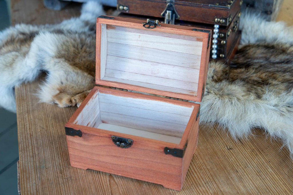 Mini Wooden Vintage Rustic Jewelry Chest