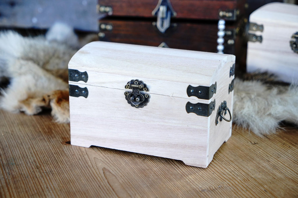 Mini Wooden Vintage Rustic Jewelry Chest