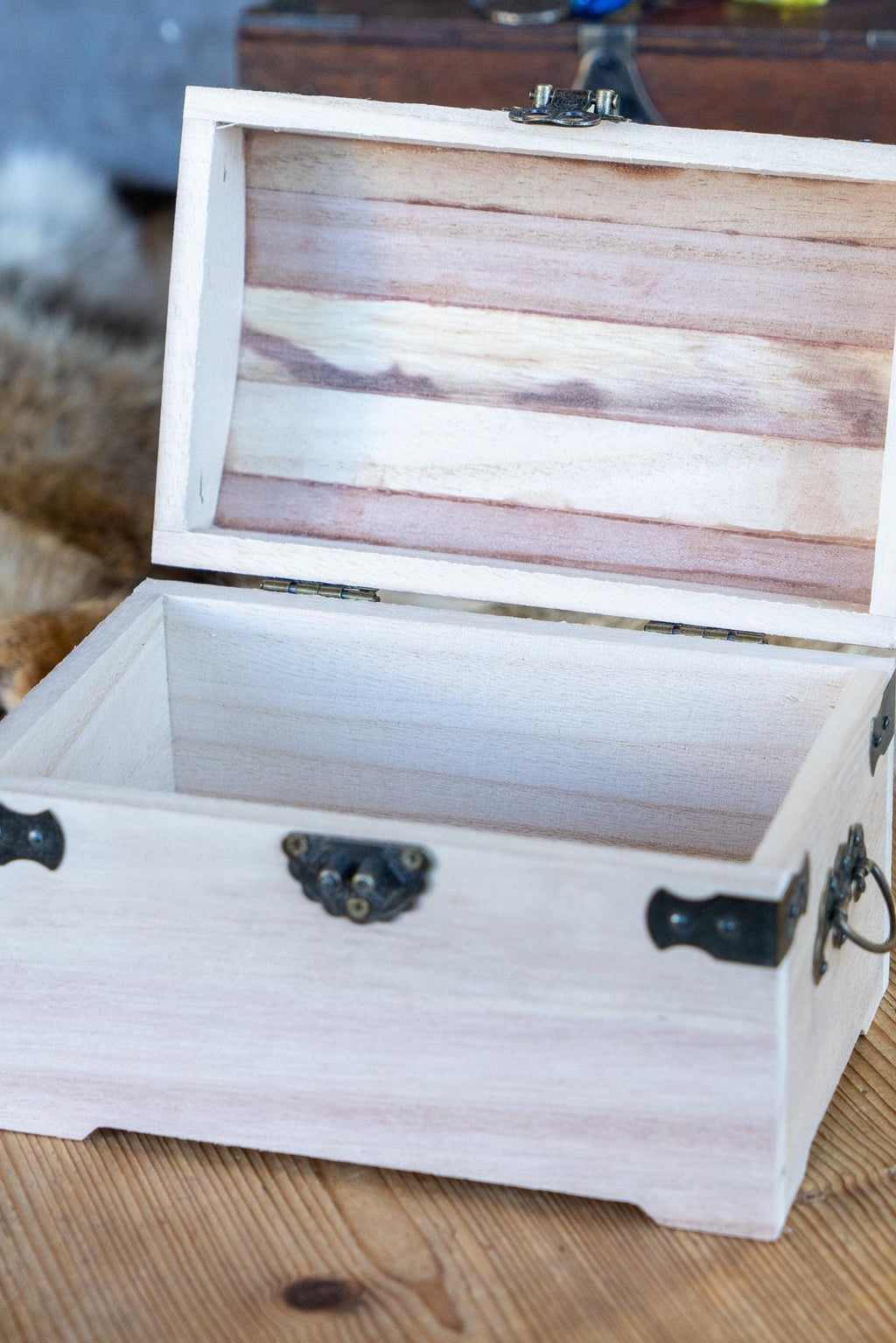 Mini Wooden Vintage Rustic Jewelry Chest