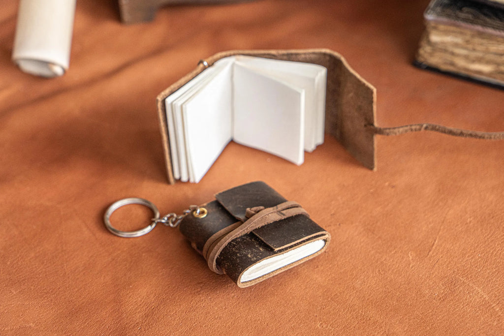 Mini Leather Journal Keychains - Set of 3