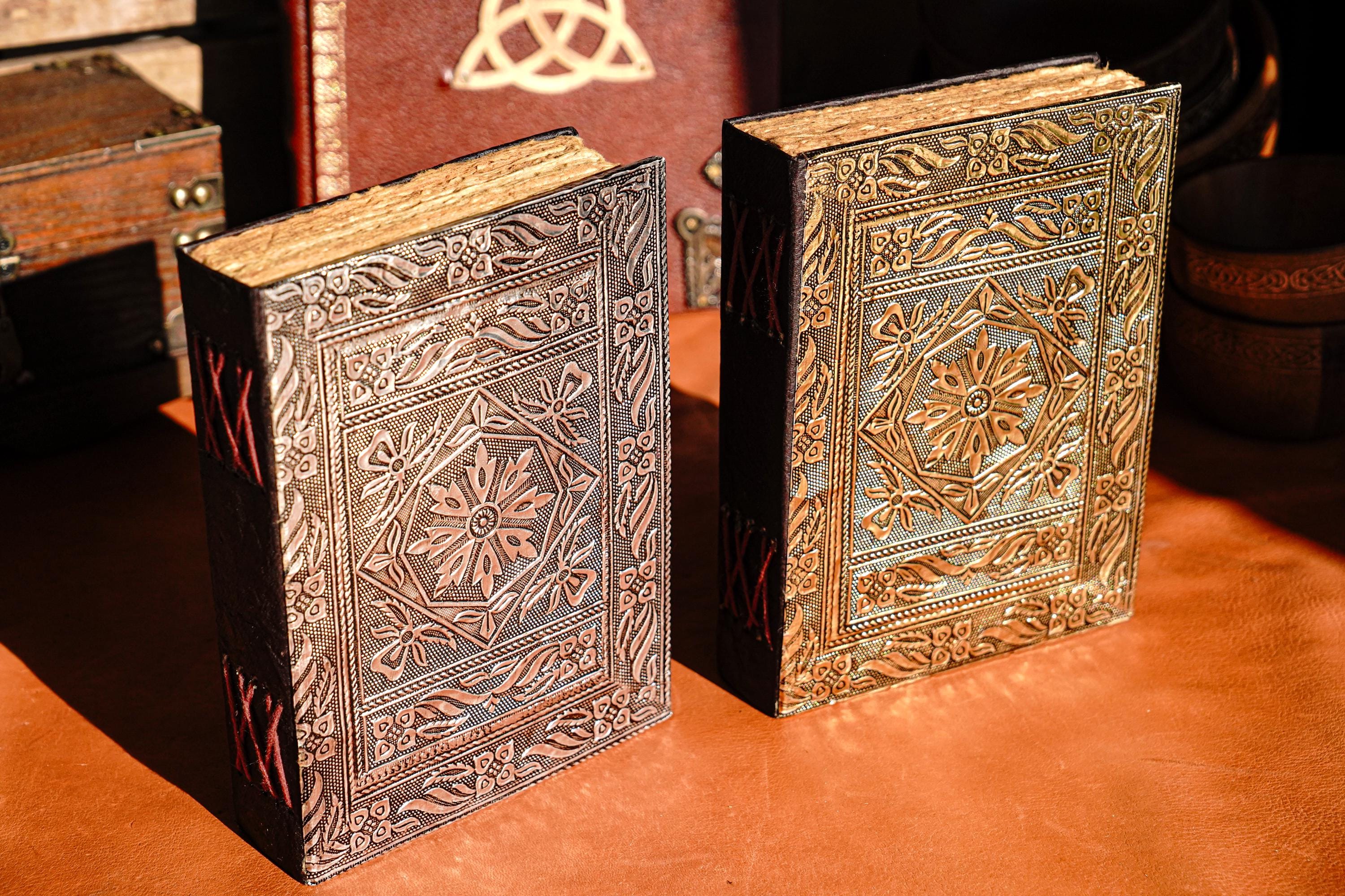 Leather Journal with Silver/Gold Embossed Repoussé Cover