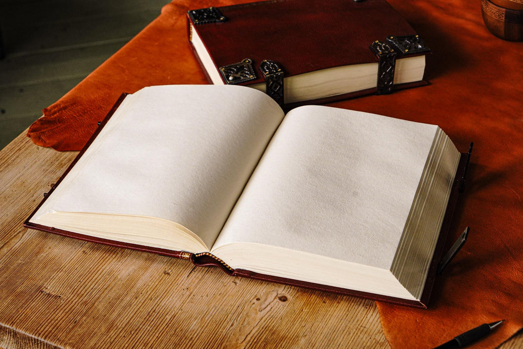 Large Leather Tomb Journal with Celtic Trinity Symbol and Metal Closure Hardware