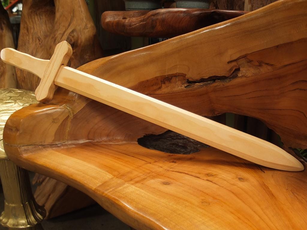 Sturdy Pine Wood Glossy Sword