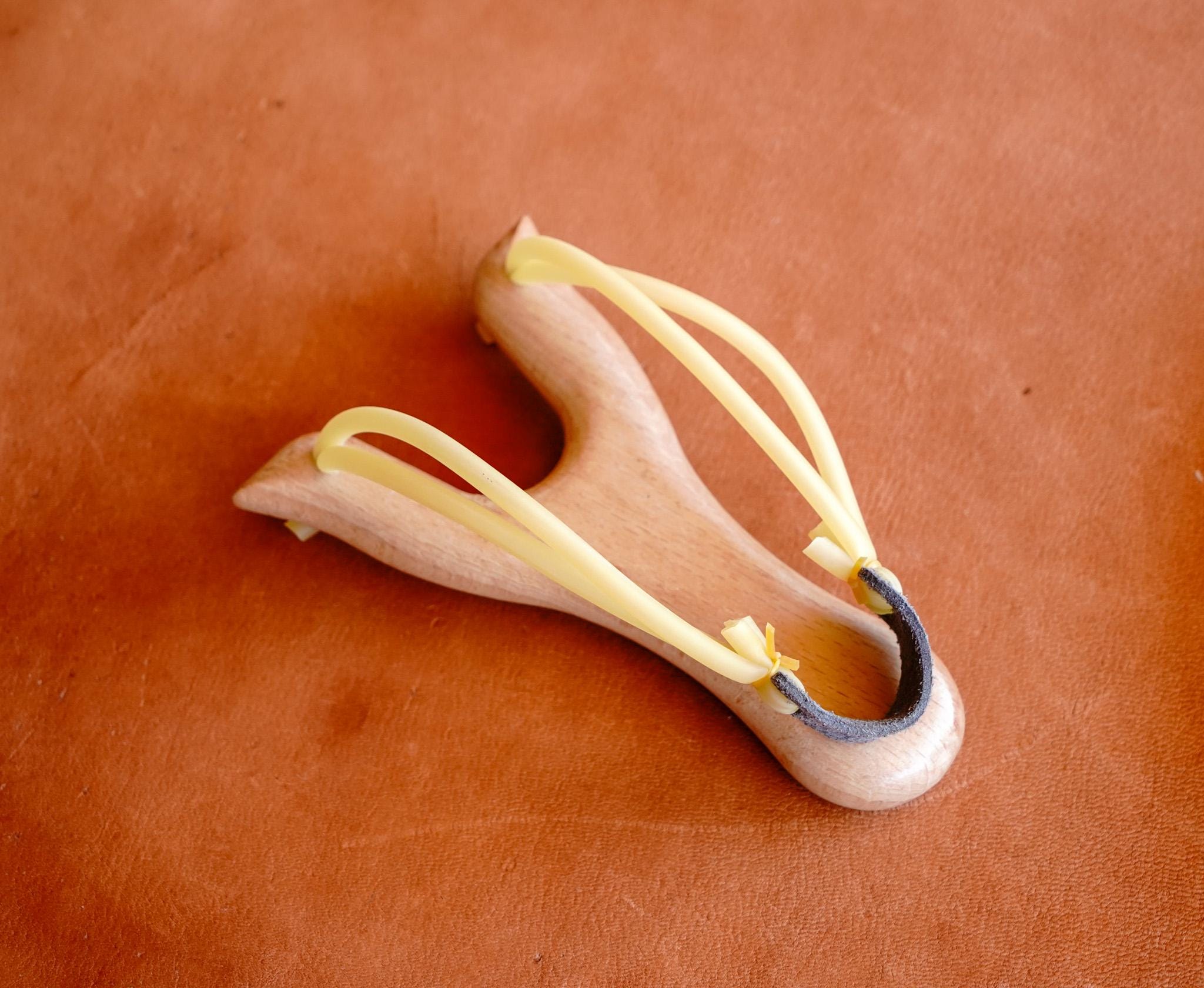 Compact Pocket Slingshot - Hardwood with Leather Pouch - Engravable for Gifting