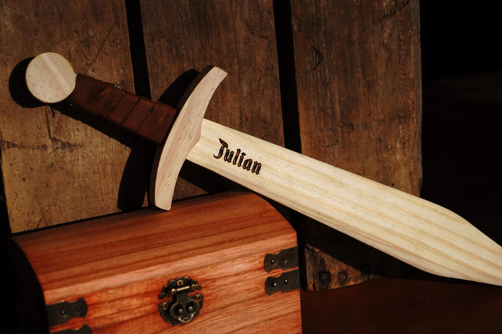 Handcrafted Small Children's Play Short Sword - 16" Length - Pine