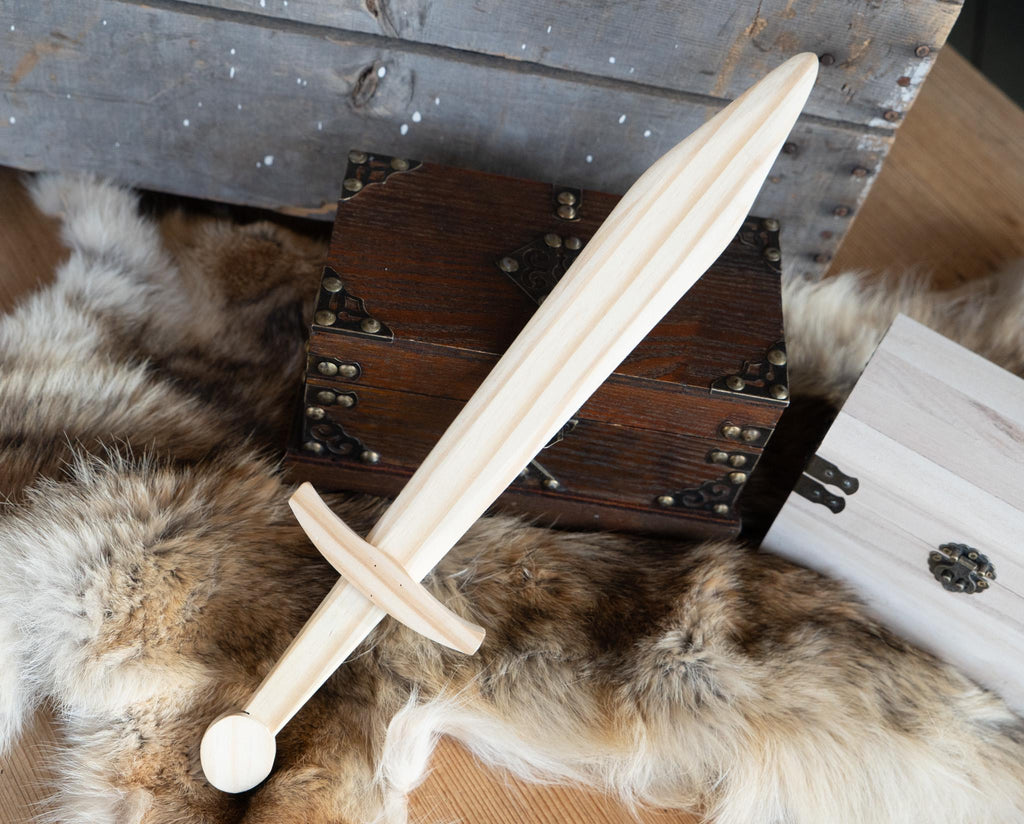 Handcrafted Small Children's Play Short Sword - 16" Length - Pine