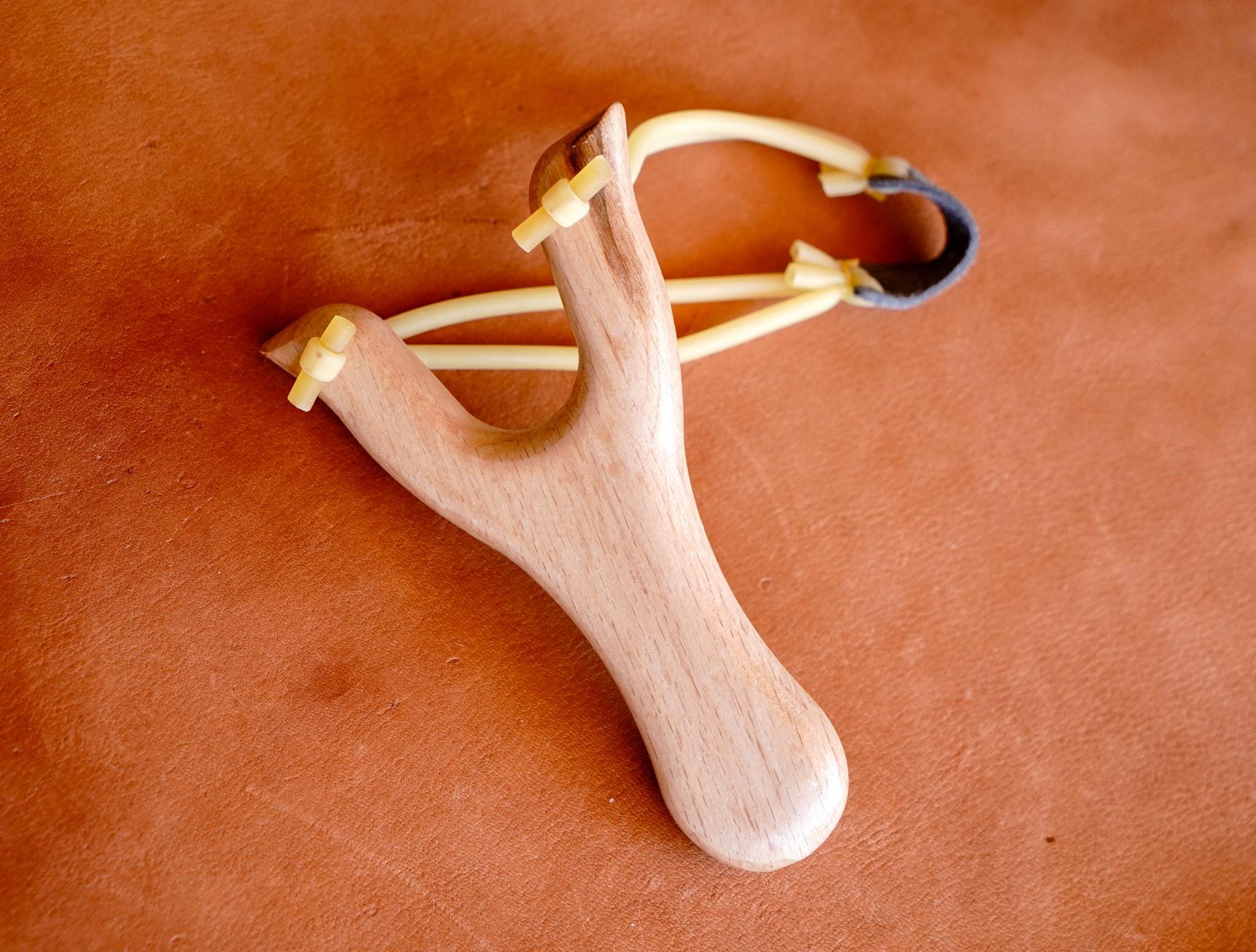 Compact Pocket Slingshot - Hardwood with Leather Pouch - Engravable for Gifting