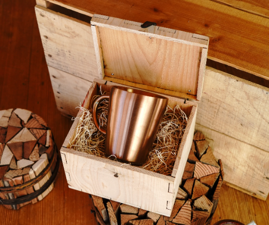 Iron Bronze Glazed Ceramic Mug with Wooden Handle