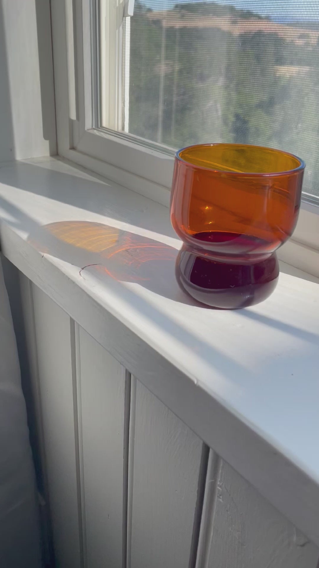 Vintage Inspired Double Tiered Orange Bubble Juice Glass
