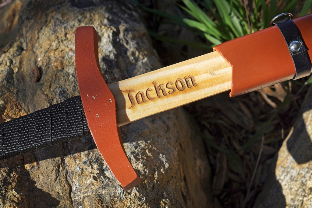 wooden-toy-sword-customized-engraving-stained-wrapped-handle