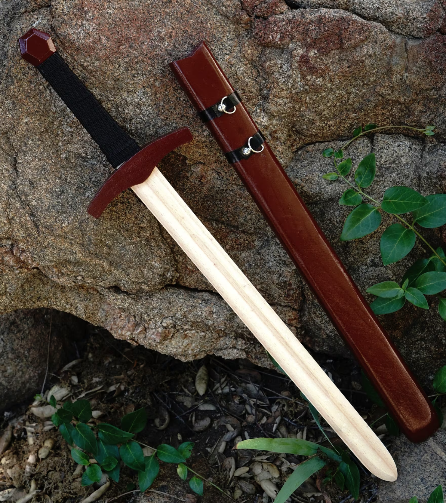 wooden-toy-sword-customized-engraving-stained-wrapped-handle-with-sheath-outside