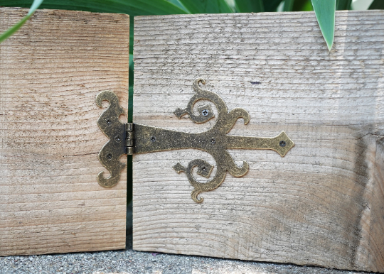 6" Medieval Bronze Finish Strap Hinges for Cabinets, Chests, and More