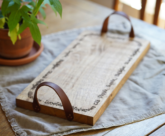 Leather Handle Hobbit Meals Cheese Board