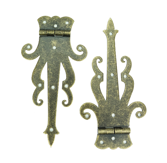 5" Medieval Decorative Bronze Finish Strap Hinges for Cabinets, Chests, and More