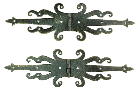 8.5" Fancy Decorative Bronze Finish Double-Sided Strap Hinges for Cabinets, Chests, and More