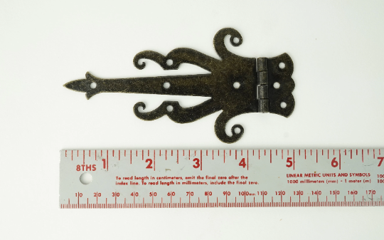 5" Medieval Decorative Bronze Finish Strap Hinges for Cabinets, Chests, and More