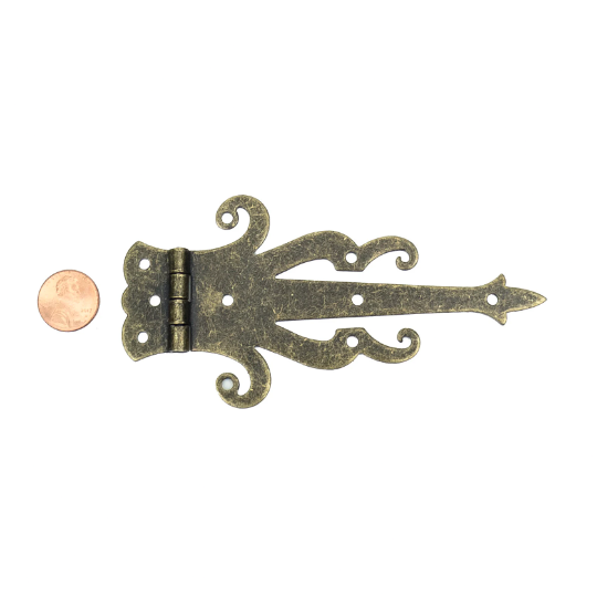 5" Medieval Decorative Bronze Finish Strap Hinges for Cabinets, Chests, and More
