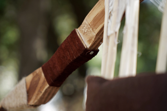 Wooden Toy Bow and Arrow Set with Felt Cloth Quiver & Six Rubber Tipped Arrows